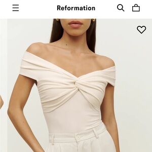 Reformation Ezlynn Knit Top in Cream Top size XS